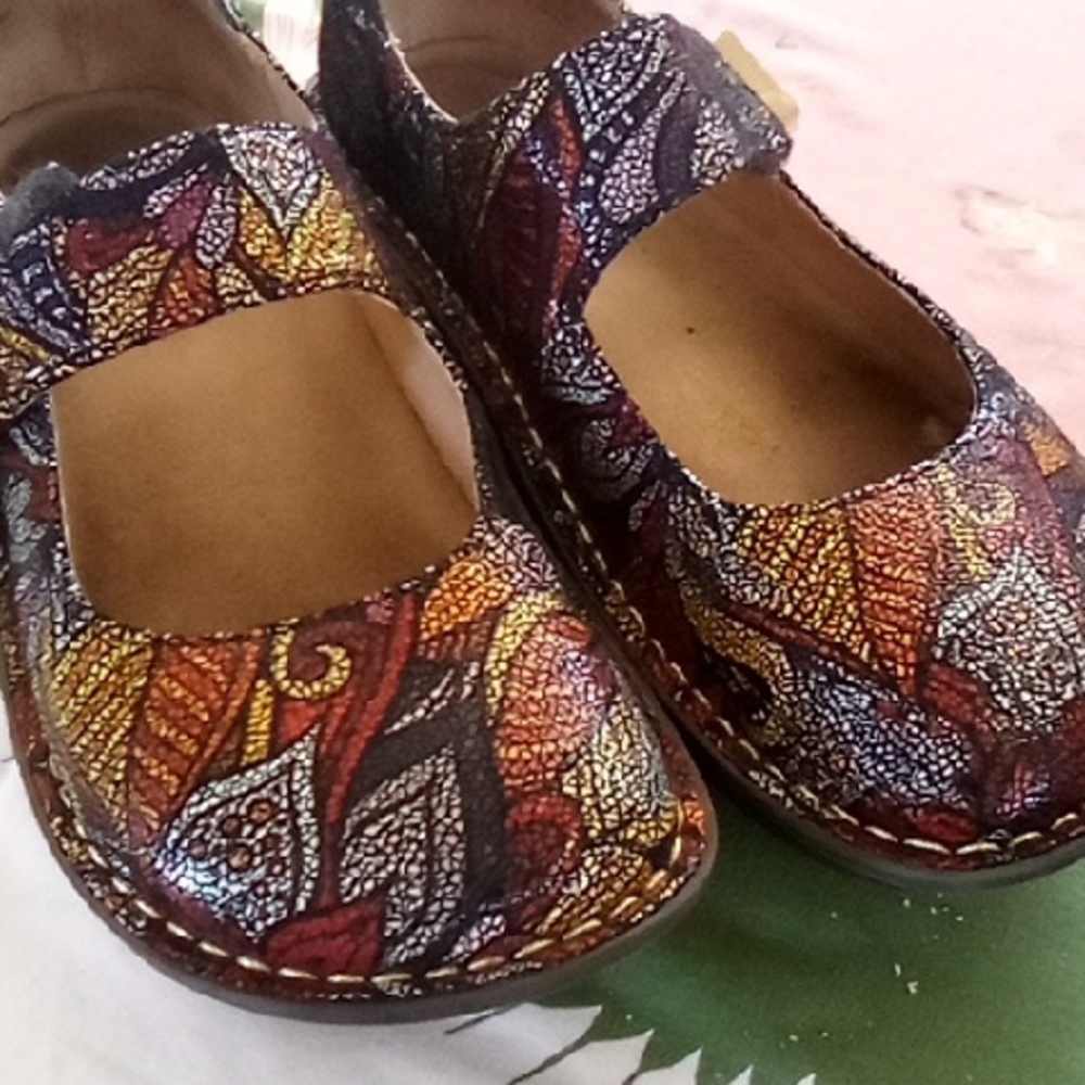 Alegria Paisley Pattern Mary Jane Shoes Leather 36